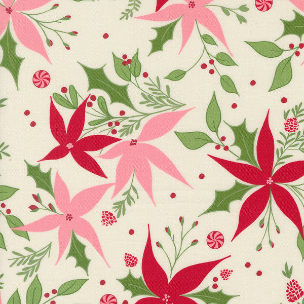 Moda - Once Upon A Christmas - Poinsettia Dance - Snow Fabric