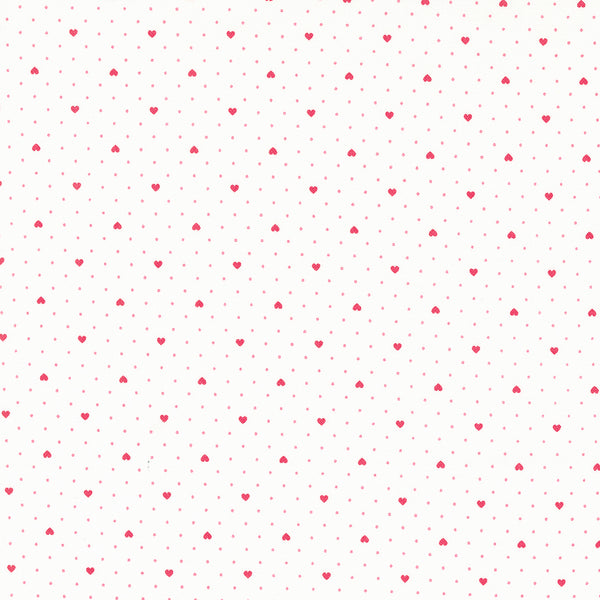 Moda - Lighthearted - Heart Dot - Cream Red Fabric