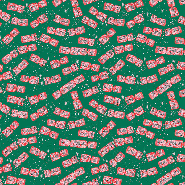 Figo - Merry Kitschmas - Crackers Green Fabric