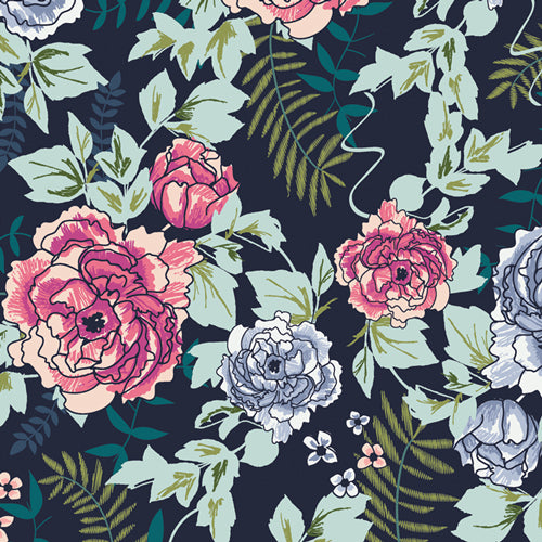 Art Gallery Fabrics - Trouvaille - Everblooming Camellias Dim Fabric