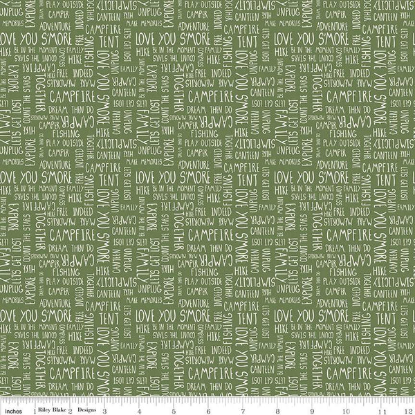 Riley Blake Designs - Love You S'more - Text Olive Fabric