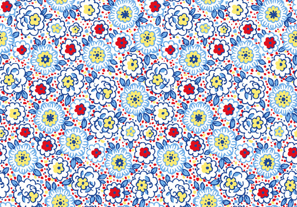 RJR Fabrics - Everything But The Kitchen Sink XVI - Flower Seeds - Charming Blue Fabric