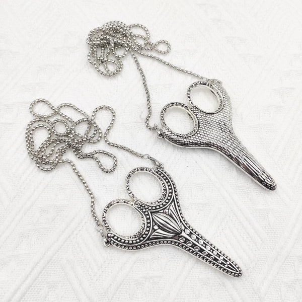SCHandworks - Vintage Style Scissors w/ Sheath and Necklace Chain -Silver