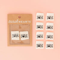 Sarah Hearts - Made in 2025 Organic Cotton Sew in Labels (8 ct)