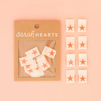 Sarah Hearts - Neon Pink Star Woven Labels (8 ct)