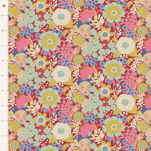 Tilda - Wallflower - Wallflower Burgundy Fabric