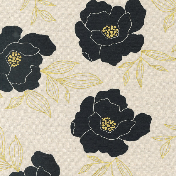 Moda - Gilded - Bold Blossoms Mochi Linen Paper Gold Fabric