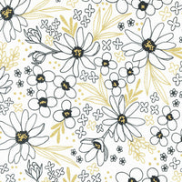 Moda - Gilded - Flower Arrangement Paper Gold Metallic Fabric