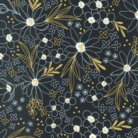 Moda - Gilded - Flower Arrangement Ink Gold Metallic Fabric