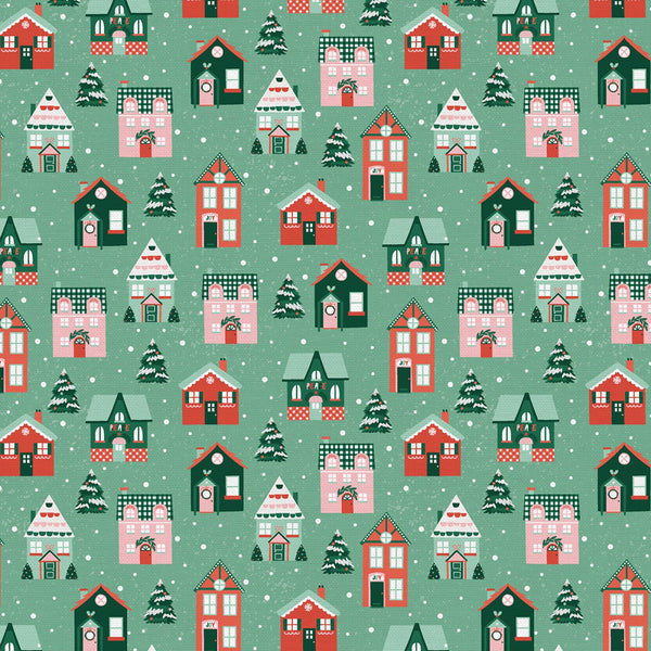 Paintbrush Studios - Home For Christmas - Christmas House Green Fabric