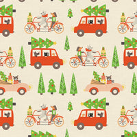 Paintbrush Studios - Christmas Friends - Holiday Travel Cream Fabric