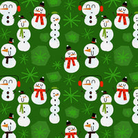 Paintbrush Studios - Christmas Town - Snowmen Dark Green Fabric