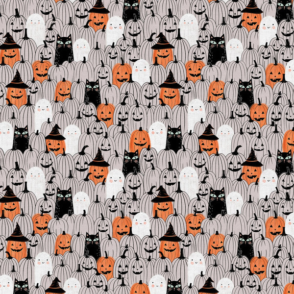 Paintbrush Studios - Starlight Spooks - Pumpkin Patch Grey Fabric