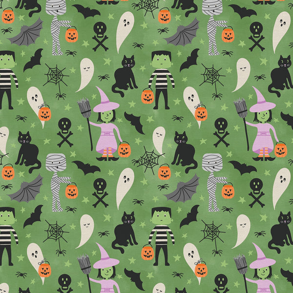 Paintbrush Studios - Tricks & Treats - Trick or Treat Green Fabric