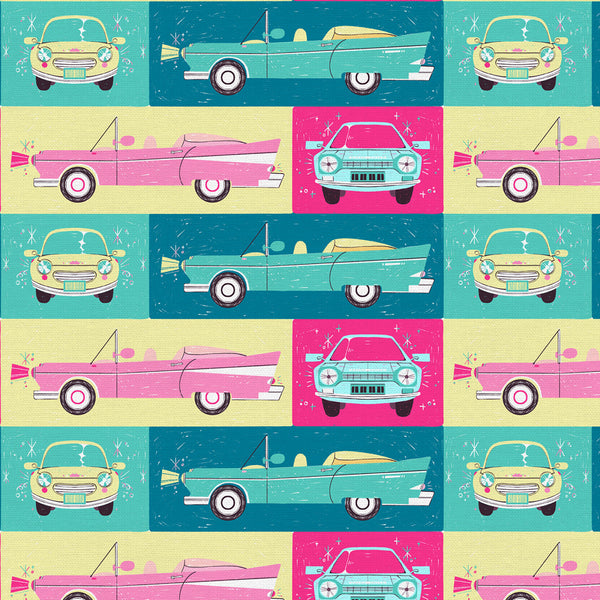 Paintbrush Studios - Dine & Drive - Dine In Diner Blue/Pink Fabric