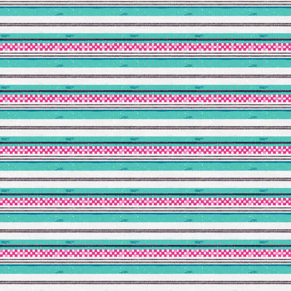 Paintbrush Studios - Dine & Drive - Counter Stripe Blue/Pink Fabric