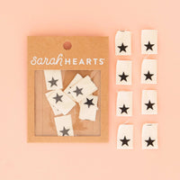 Sarah Hearts - Black Star Organic Cotton Sew in Labels (8 ct)