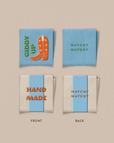Matchy Matchy Sewing Club - Hand Made Cowboy Boot Square Labels (8 ct)