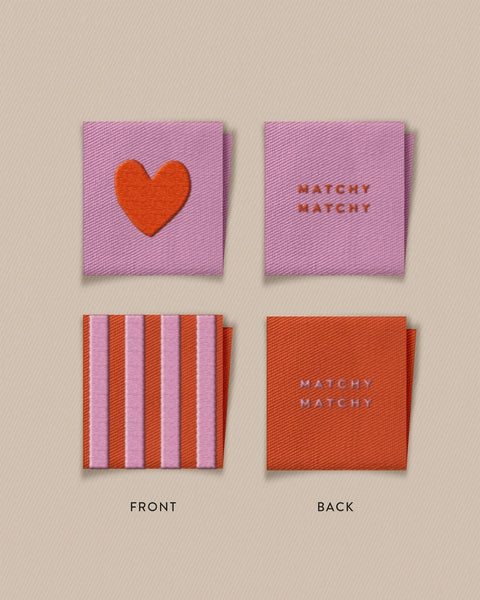 Matchy Matchy Sewing Club - Red Heart & Stripe Square Labels (8 ct)