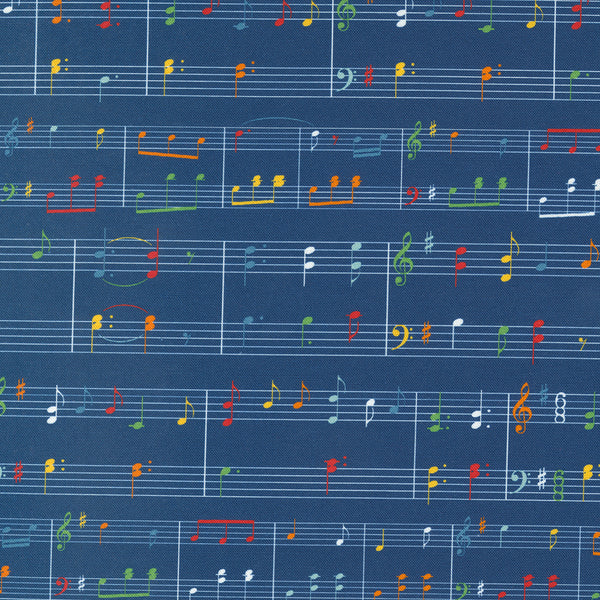 Moda - Sweet Melodies - Music Notes Navy Fabric