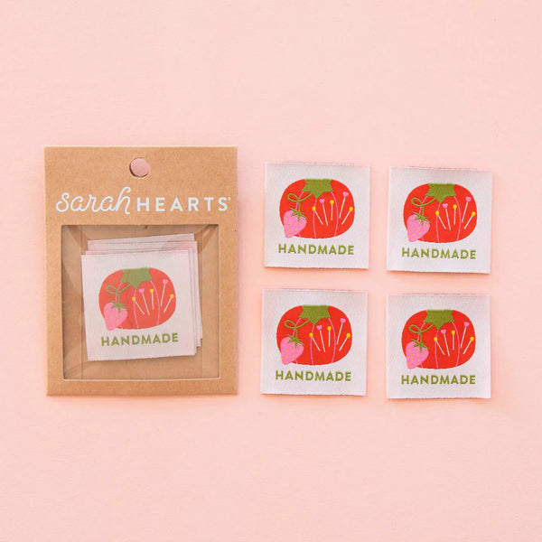 Sarah Hearts - Tomato Pin Cushion Handmade Large Labels (4 ct)