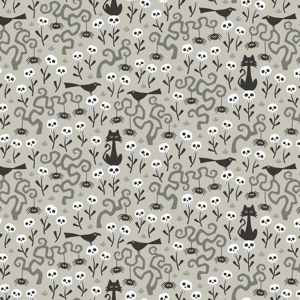 Cloud 9 - Gothic Whimsy - Skulls Garden Fabric