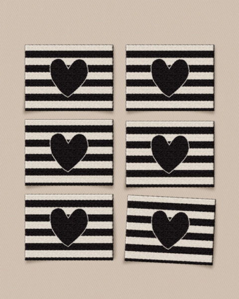 Matchy Matchy Sewing Club - Black Heart Large Labels (6 ct)
