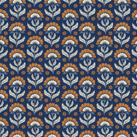 Camelot Fabrics - Heritage Cottage - Orchard Navy Fabric