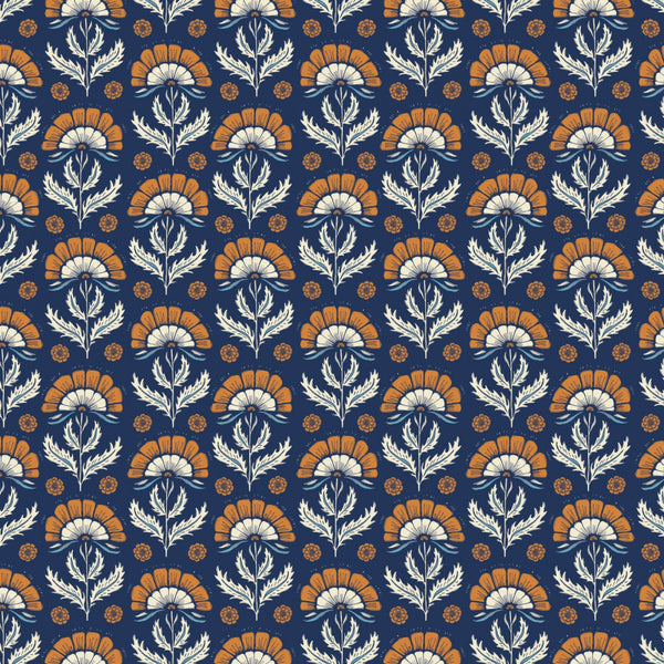 Camelot Fabrics - Heritage Cottage - Orchard Navy Fabric