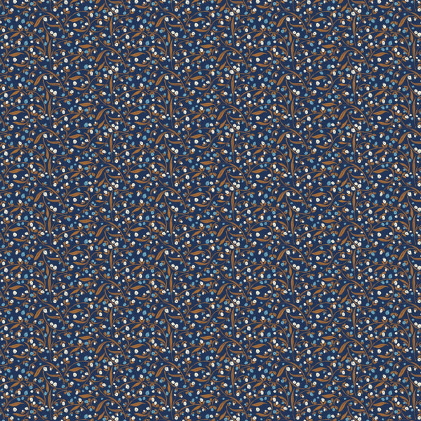 Camelot Fabrics - Heritage Cottage - Pussy Willow Navy Fabric