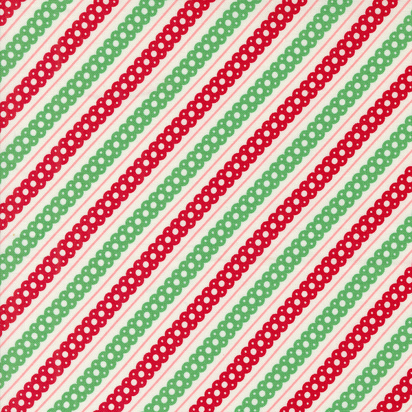 Moda - Kitty Christmas - Stripe Snow Fabric