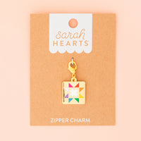 Sarah Hearts - Zipper Charm - Quilt Star