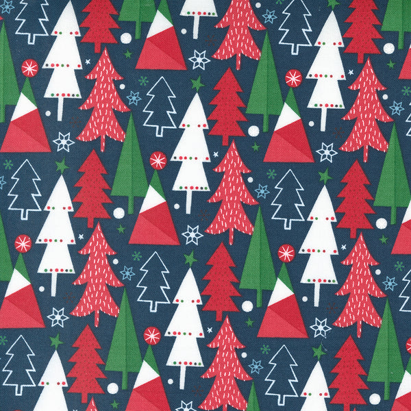 Moda - Hello Holidays - Trees Night Sky Fabric