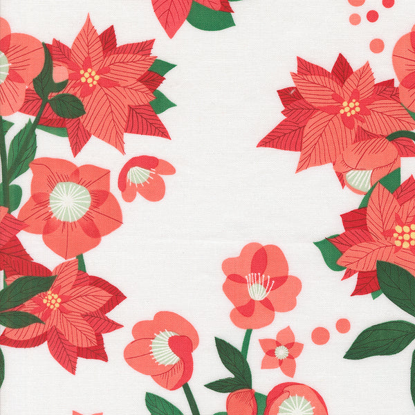 Moda - Tiny Christmas - Poinsettia Snow Fabric