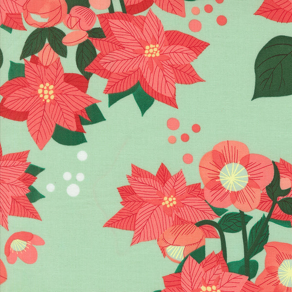 Moda - Tiny Christmas - Poinsettia Mint Fabric