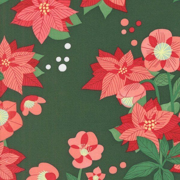 Moda - Tiny Christmas - Poinsettia Pine Fabric
