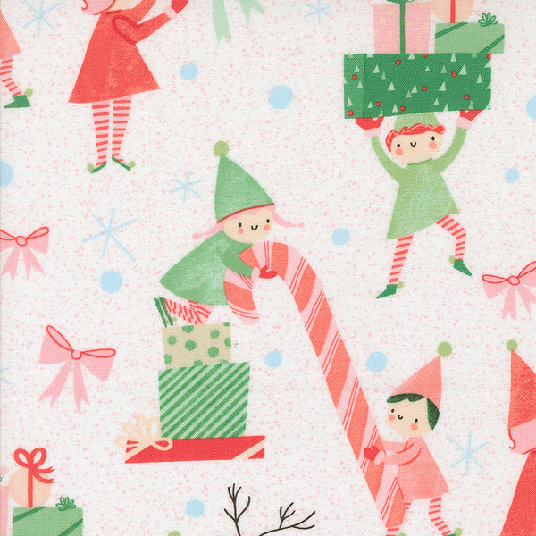 Moda - Tiny Christmas - Elves Snow Fabric