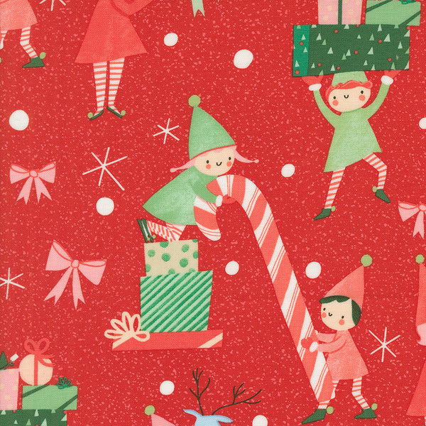 Moda - Tiny Christmas - Elves Christmas Red Fabric