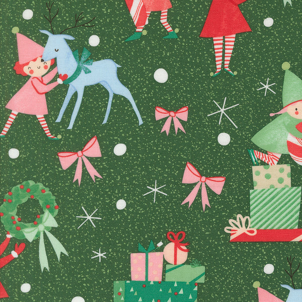 Moda - Tiny Christmas - Elves Pine Fabric