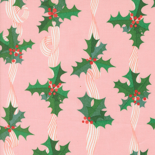 Moda - Tiny Christmas - Holly Stripes Cotton Candy Fabric