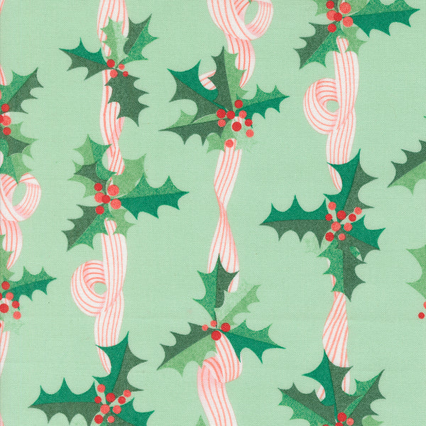 Moda - Tiny Christmas - Holly Stripes Mint Fabric
