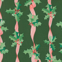 Moda - Tiny Christmas - Holly Stripes Pine Fabric