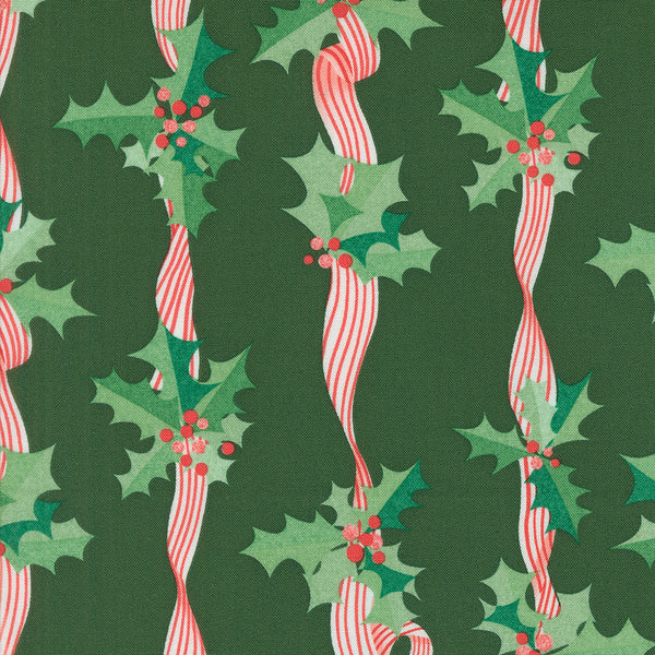 Moda - Tiny Christmas - Holly Stripes Pine Fabric