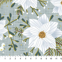 Figo - Winter Dreams - Winter Flower Mint Fabric