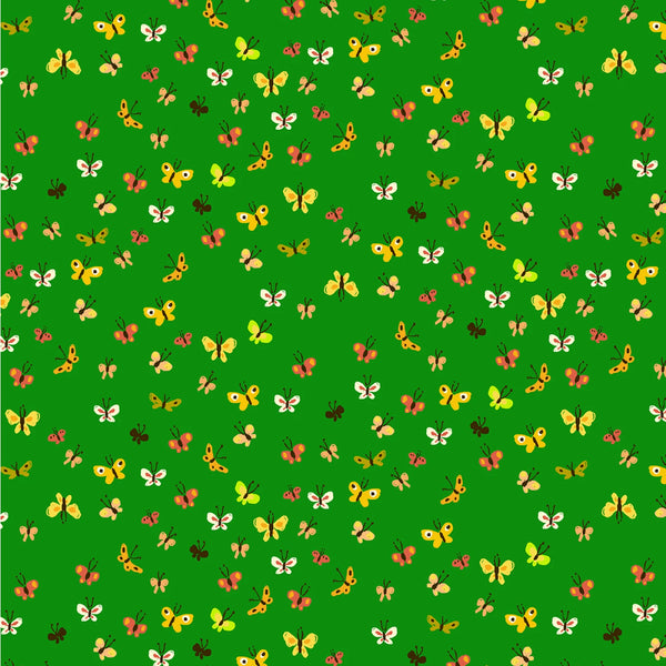 Windham - Heather Ross Studio Edit - Butterflies Green Fabric