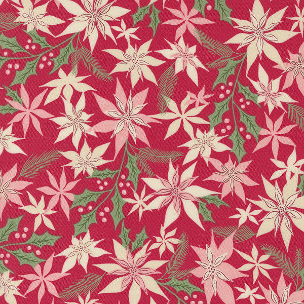 Moda - Good News Great Joy - Joyful Petals Holly Red Fabric
