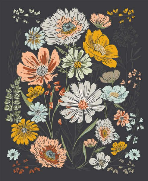 Moda - Woodland & Wildflowers - Charcoal Panel