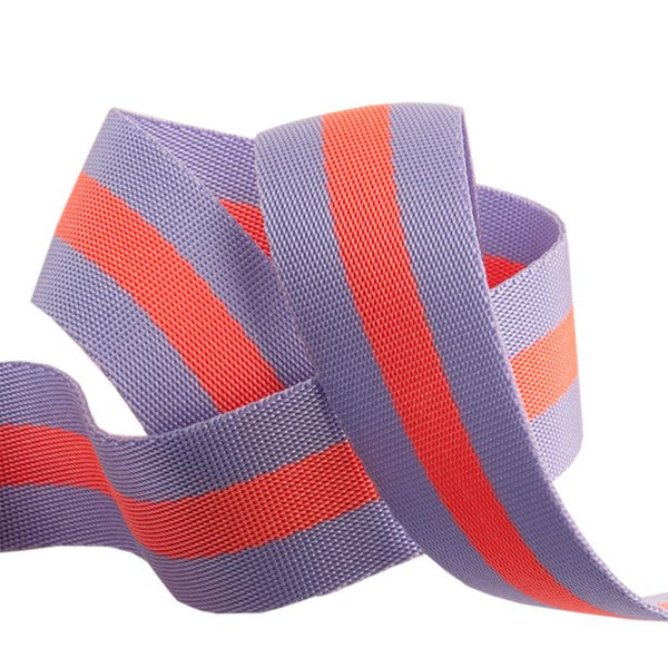 Renaissance Ribbons - Tula Pink Nylon Striped Webbing - Lavender/Pink