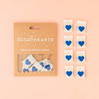 Sarah Hearts - Blue Heart Sew In Labels (8 ct)