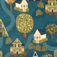 Moda - Quaint Cottage - Street View Lake Fabric